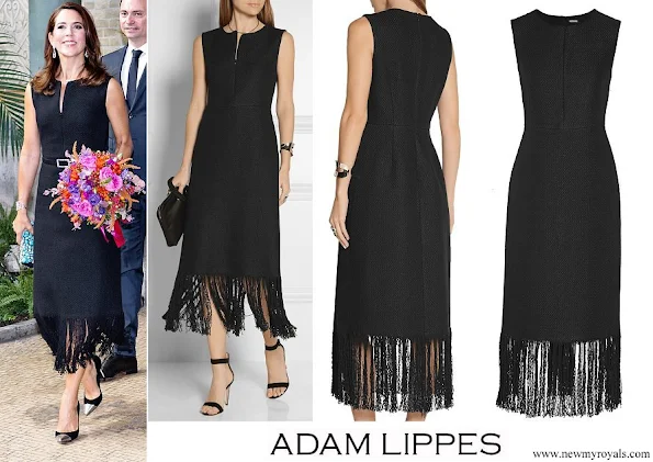 Crown Princess Mary wore Adam Lippes Fringed Linen And Cotten-blend Tweed Dress