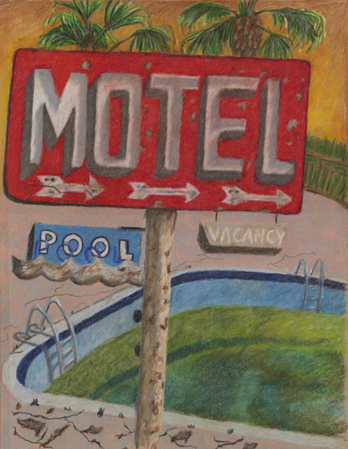 Colored pencil drawing of old sign