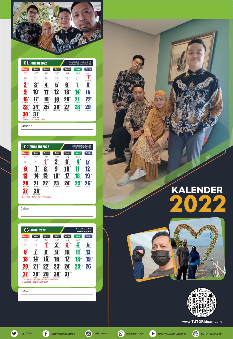 Free Download 4 Desain Kalender Dinding 2022 Lengkap Format Psd Top