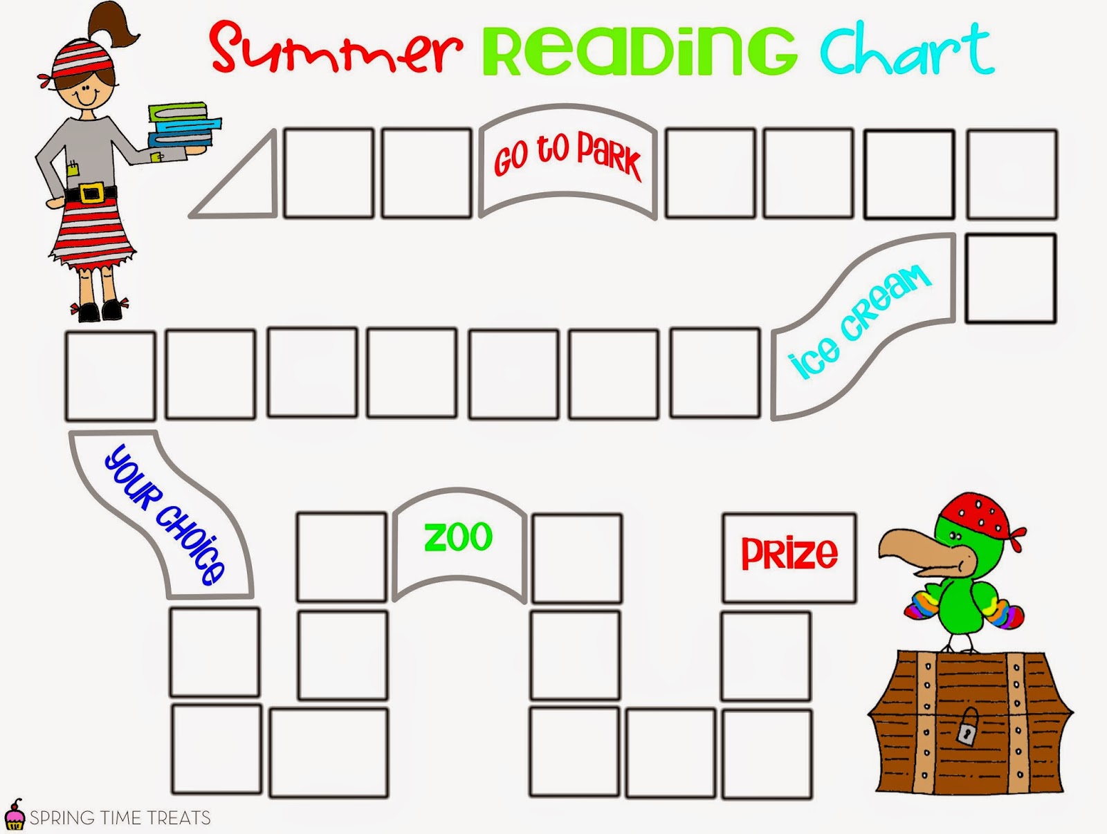 Spring Time Treats Summer PIRATE Reading Chart free Printable spring-time-treats-summer-pirate-reading-chart-free-printable