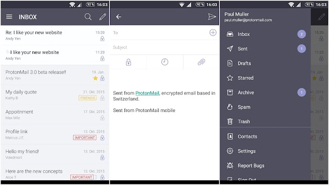 ProtonMail Android App Screenshots