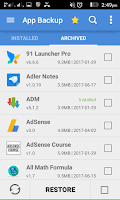 app backup and restore for android