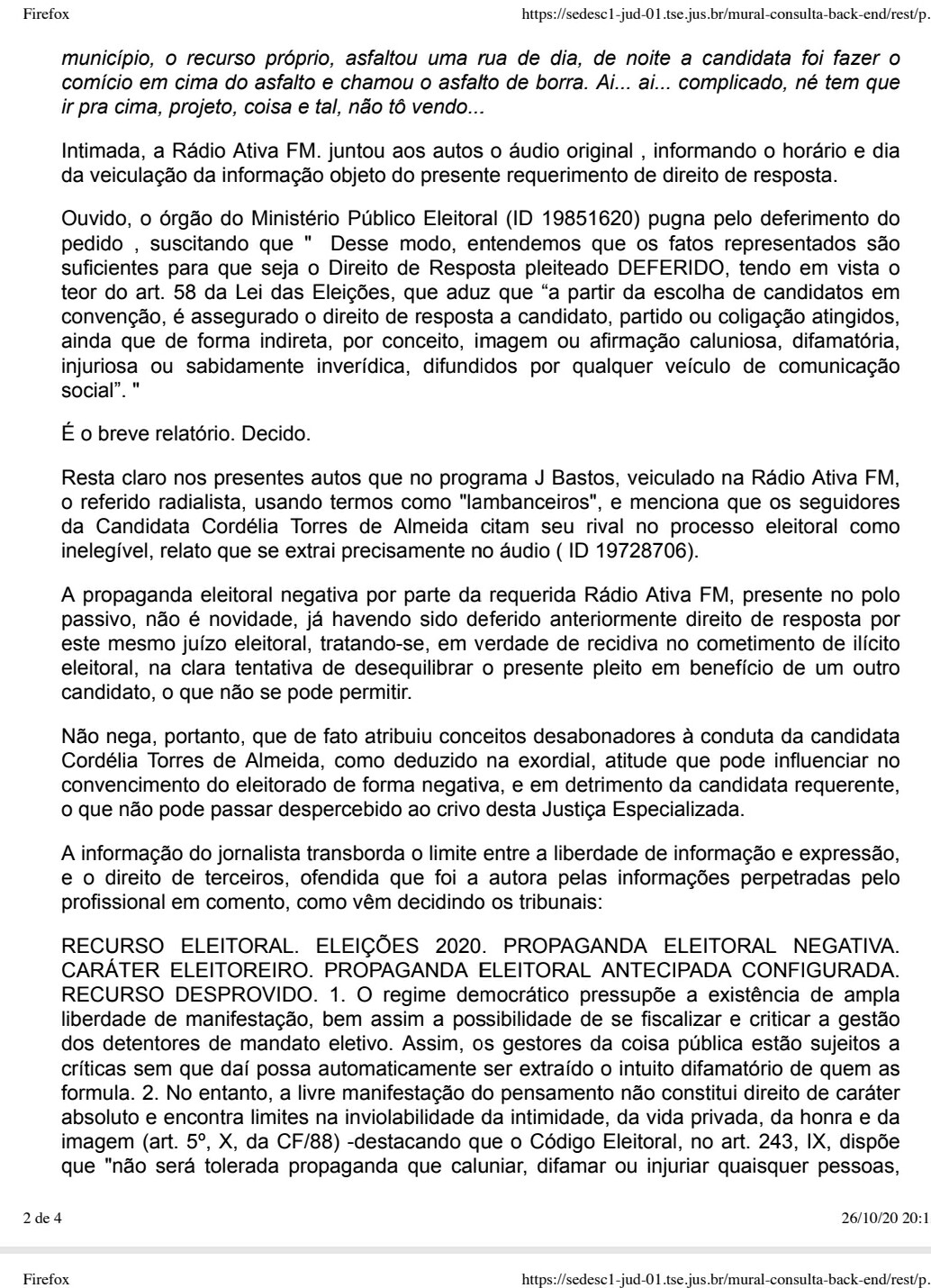 Justiça concede direito de resposta a Cordélia (DEM) no programa J. Bastos Repórter 28