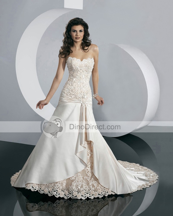 Dress4Cutelady Elegant Aline bridal beading gown wedding dress with the wedding color them for