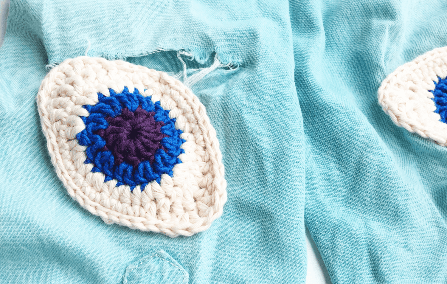 crochet eye applique sewing