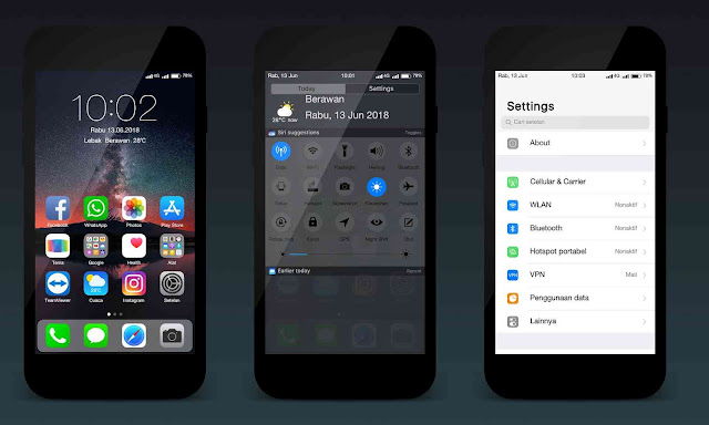 Tema MIUI iOS X 11.2.1 Pro Mtz Mod Jam di Tengah (Center Clock)