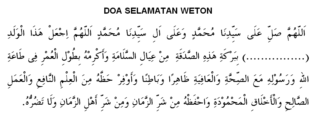 Doa Nyelameti Weton Kelahiran Kumpulan Doa Santri Ilmu