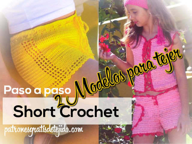2 patrones y moldes de shorts para niñas paso a paso para tejer al crochet
