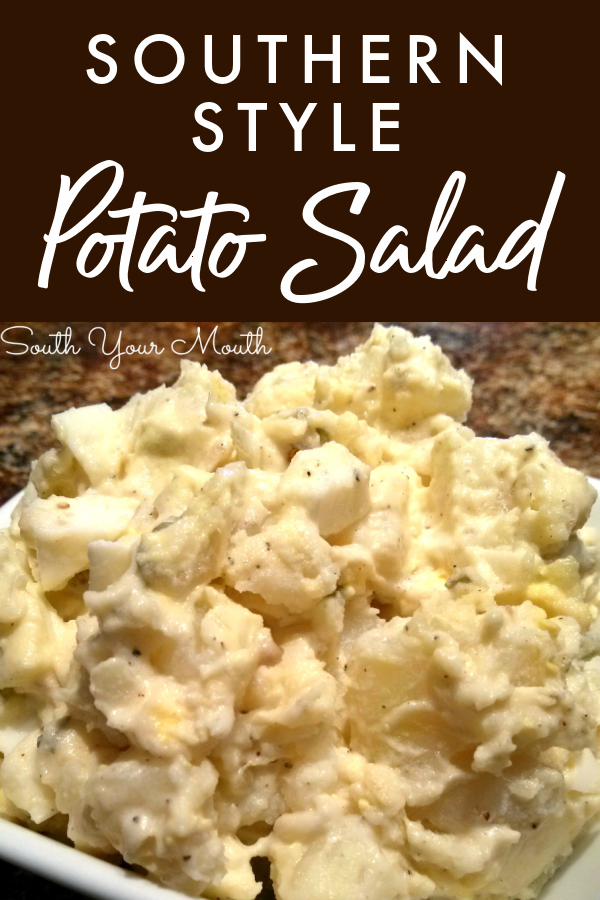 Southern-Style Potato Salad - A simple recipe for potato salad done the Southern way with mayonnaise, a little mustard, a bit of pickle relish and boiled eggs.