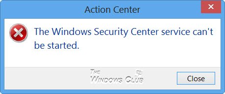 ไม่สามารถเริ่มบริการ Windows Security Center ได้
