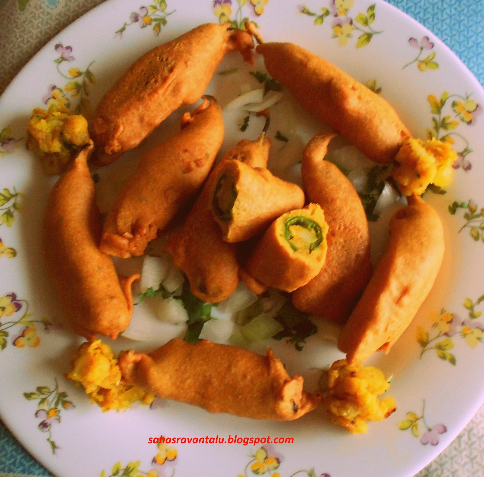 Sahasra Recipes Potato Stuffing Mirchi Bajji