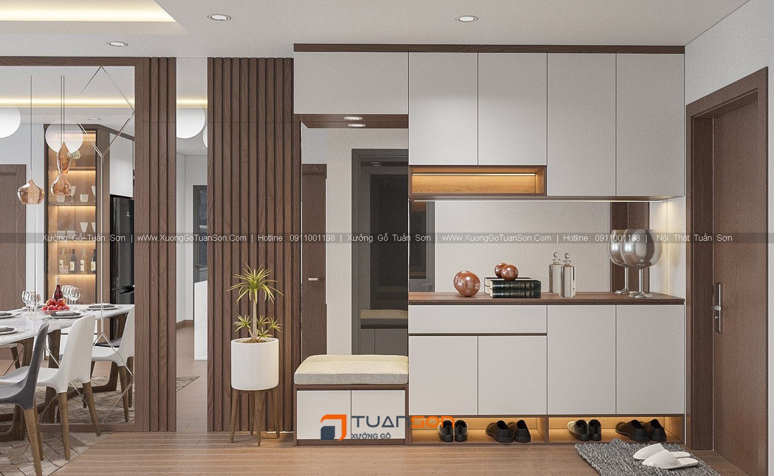 Thiết kế nội thất căn hộ 2 phòng ngủ (căn góc) IEC Thanh Trì Thiết kế nội thất căn hộ 2 phòng ngủ (căn góc) IEC Thanh Trì