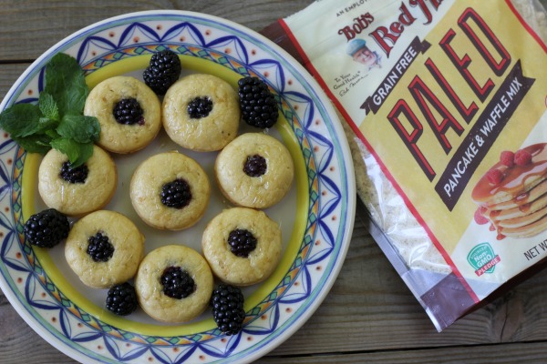 Blackberry Paleo Pancake Mini Muffins