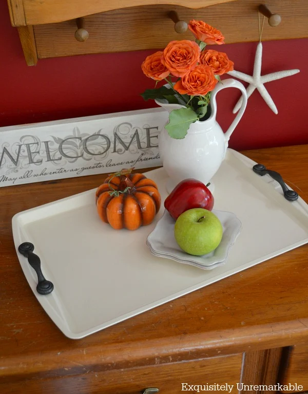 Cookie Sheet Craft Tray with Apples and Pumpkins for Fall