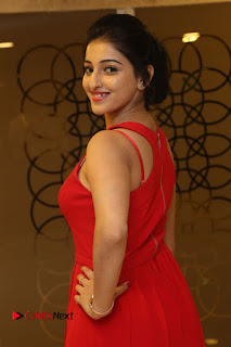 Actress Mouryani Stills in Red Dress at Intlo Deyyam Nakem Bhayam Trailer Launch  0034