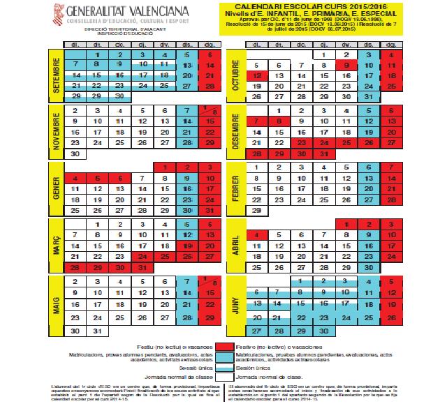 Calendari oficial 2015-16