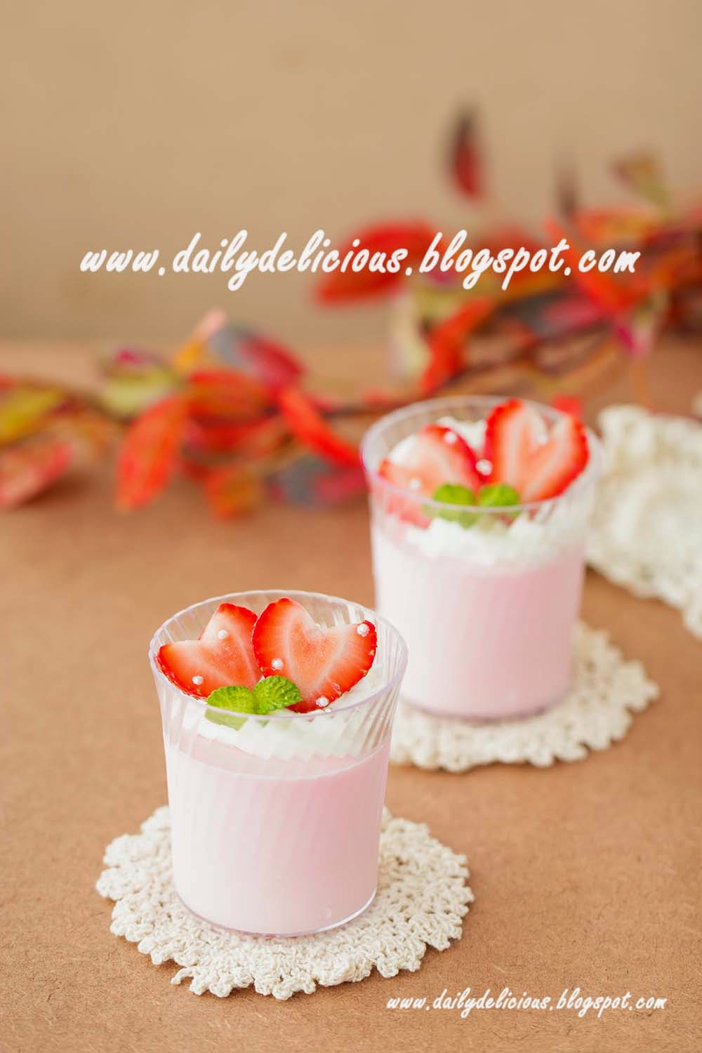 dailydelicious Strawberry Milk Pudding Easy, lovely pudding