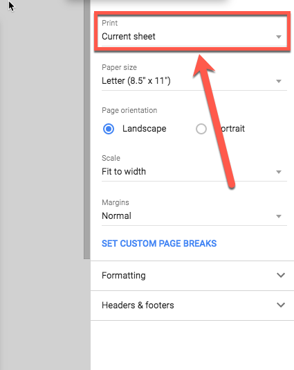google sheet print selection google sheet print selection