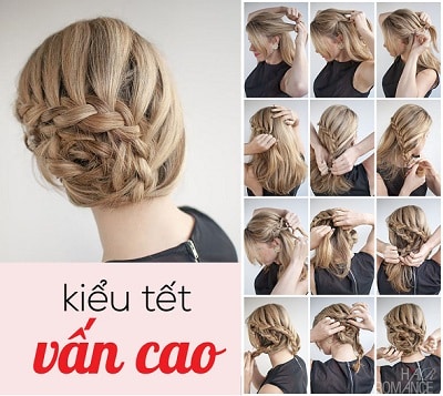 Kiểu tóc tết vấn cao cho tóc dài quý phái