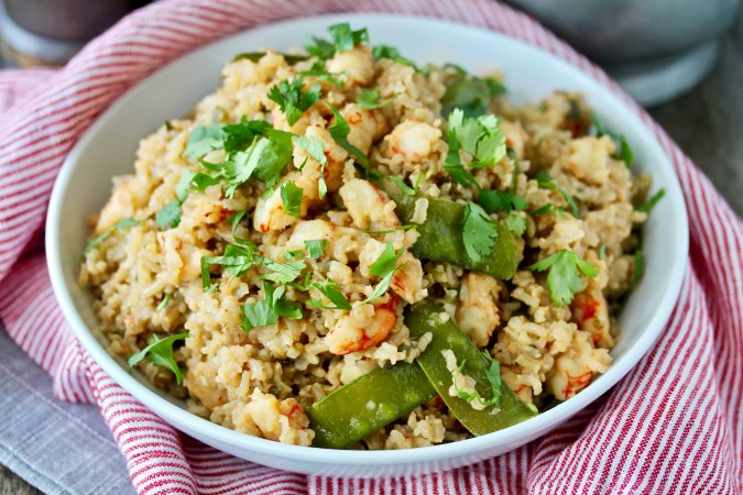 Brown Rice Pilaf with Shrimp