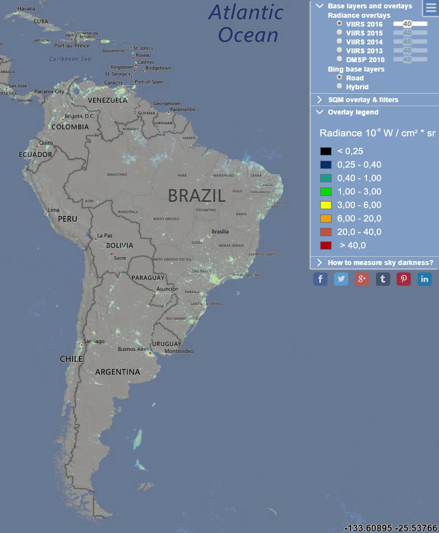 Light Pollution Map: South America