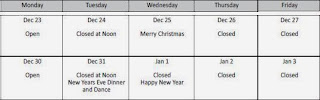 Christmas hours graphic