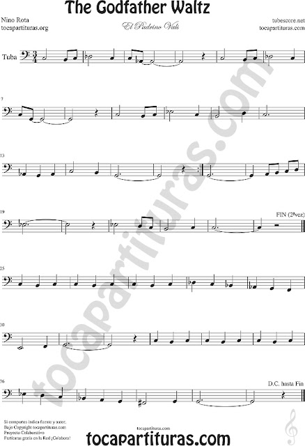 Tuba and Contrabass El Padrino Vals Sheet Music for Tuba Euphonium Music Scores 