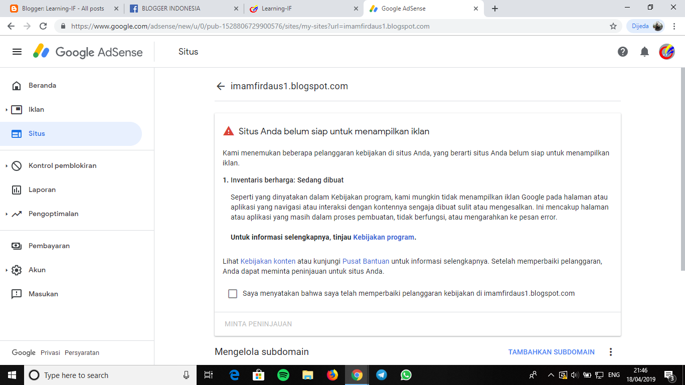 Ditolak Adsense: Mengatasi Masalah "Website Tidak Ditemukan atau Tidak Aktif"