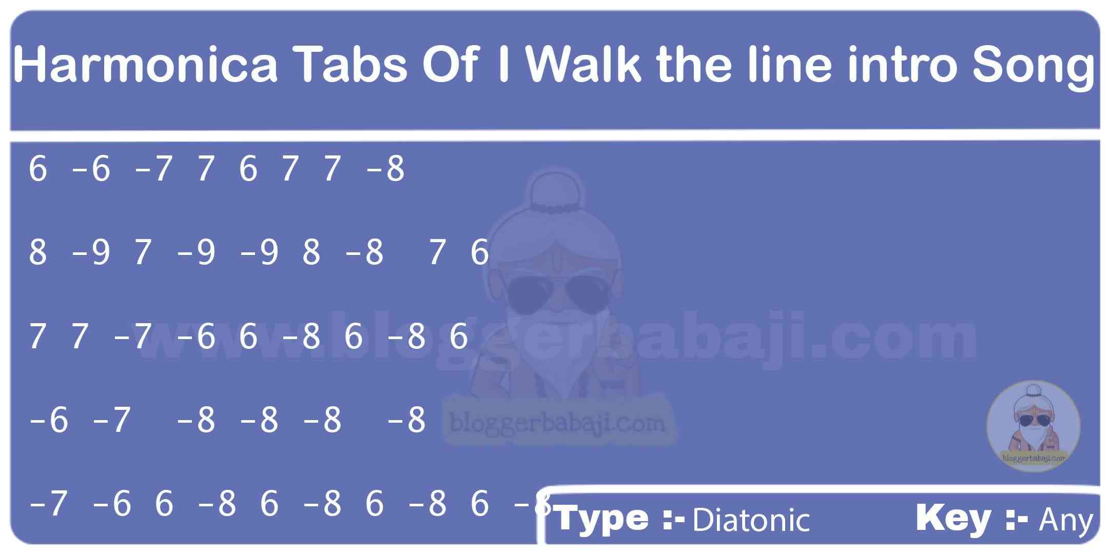 harmonica tabs of i walk the line intro song