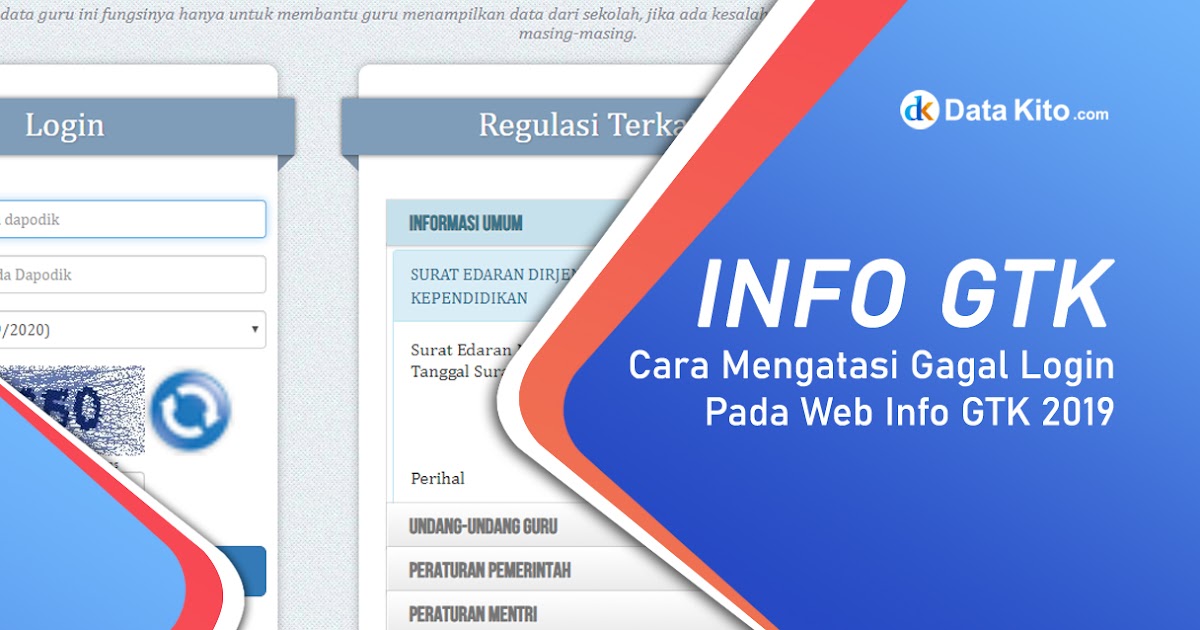 Cara Mengatasi Gagal Login Pada Web Info GTK 2019 - Data Kito