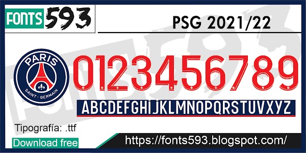 Tipografía PSG 2021 22 Ligue 1 Free Dowbload