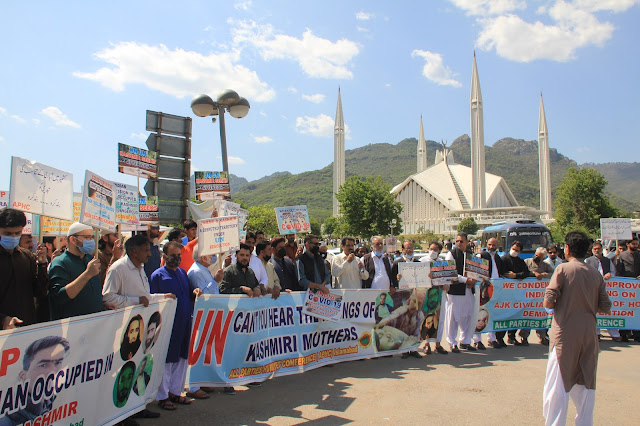 APHC protest in front of Faisal Mosque Islamabad: Pictures