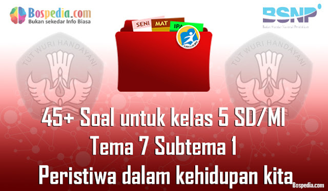 45+ Contoh Soal untuk kelas 5 SD/MI Tema 7 Subtema 1 Peristiwa dalam kehidupan kita