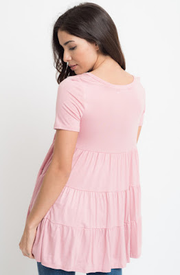 Buy now blush Short Sleeve Ruffled Tiered Tunic Online $10 -@caralase.com