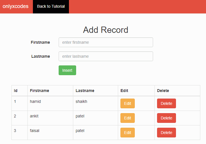 read all record in table format - crud ajax jquery php bootstrap