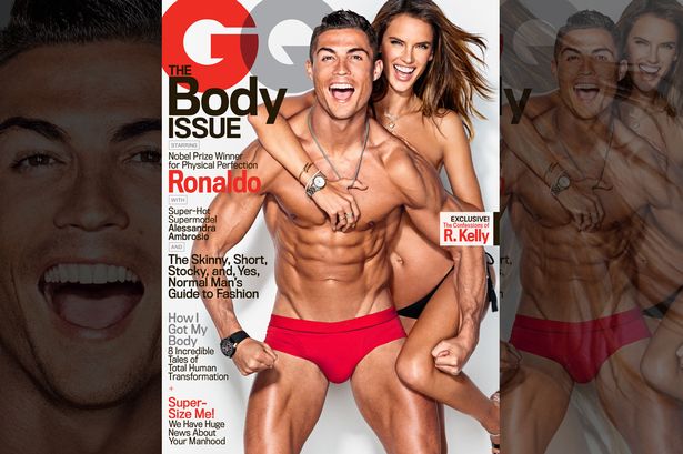 Real Madrid forward Cristiano Ronaldo appears on the latest cover of men's magazine GQ alongside model Allesandra Ambrosio.