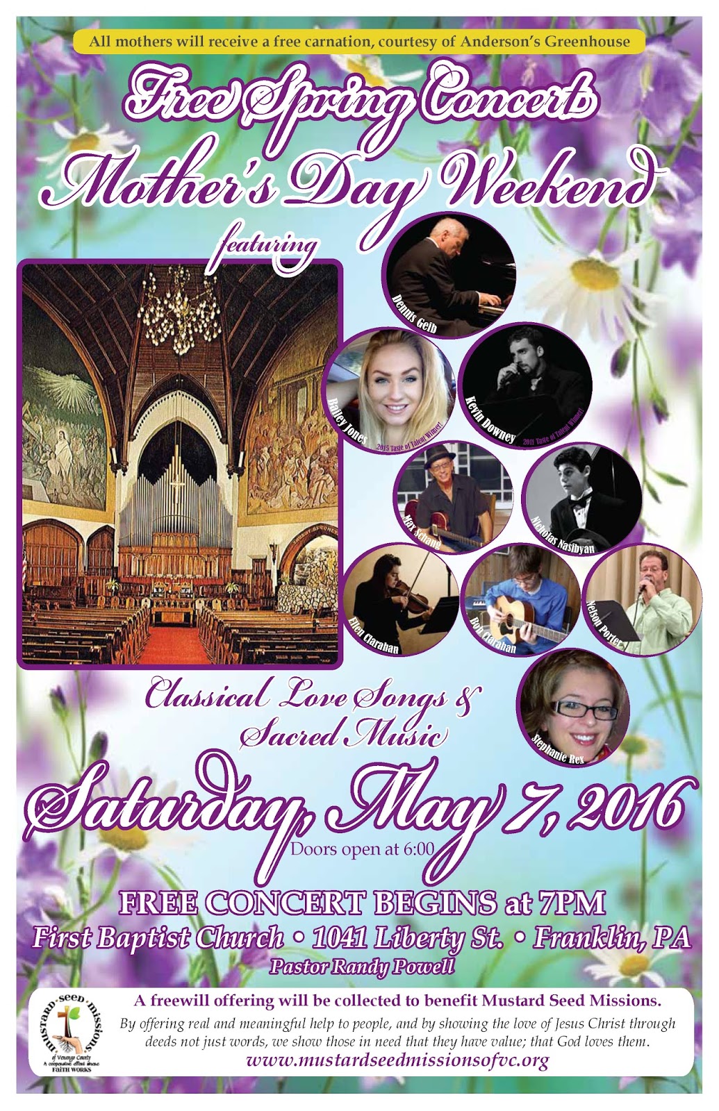 First Baptist Church of Franklin Annual Mother's Day Concert Saturday