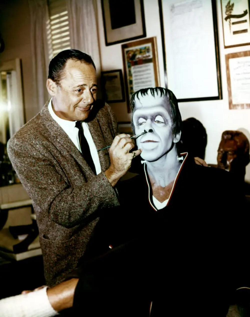 The Makeup of Fred Gwynne's Herman Munster in 'The Munsters' in the 1960s ~  Vintage Everyday