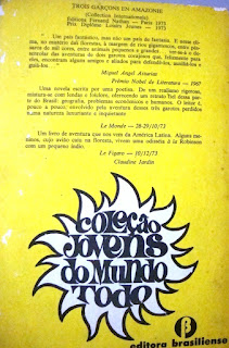 Três garotos na Amazônia | Antonieta Dias de Moraes | Editora: Brasiliense (São Paulo-SP) | Coleção: Jovens do Mundo Todo | 1975-1978 | Capa: Alice Prado |
