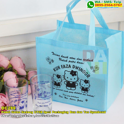 Paket Gelas Sedang UT08 6pcs Packaging Box Dan Tas Spunbond