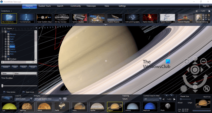 Logiciel de planétarium gratuit WorldWide Telescope