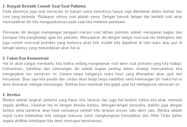 Contoh Soal Psikotes Pt Pharos