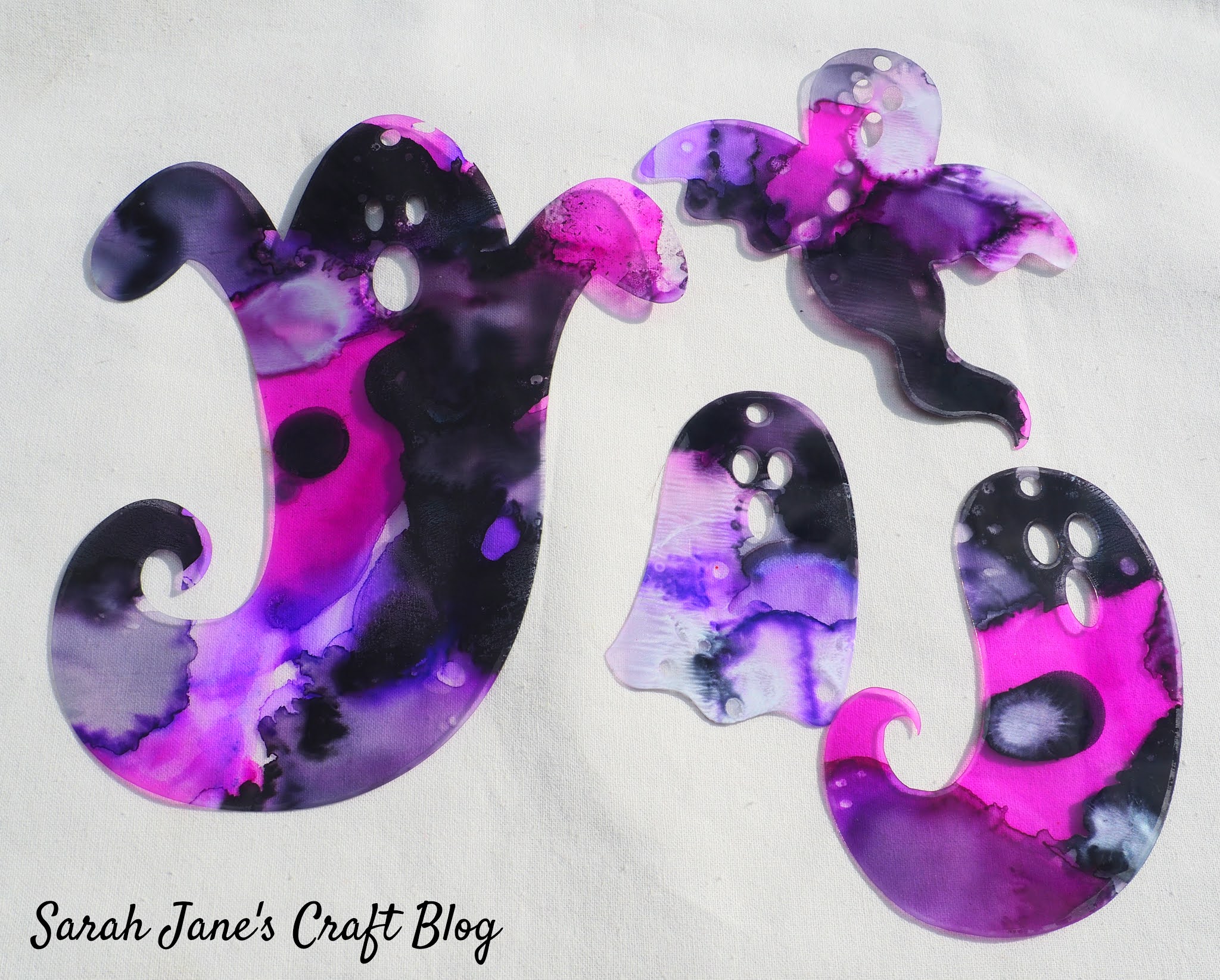 Alcohol Ink on Laminating Pouches Cut with a Silhouette Cameo into
