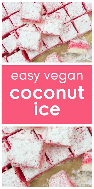 Easy vegan coconut ice. A traditional British post-war treat made with coconut and condensed milk