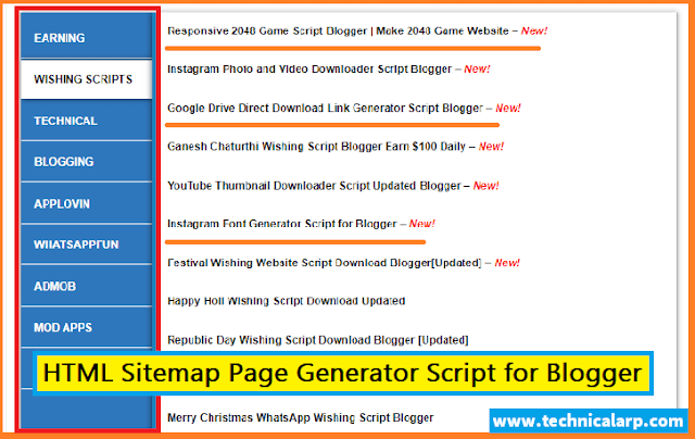 Html Sitemap Page Generator Script blogger