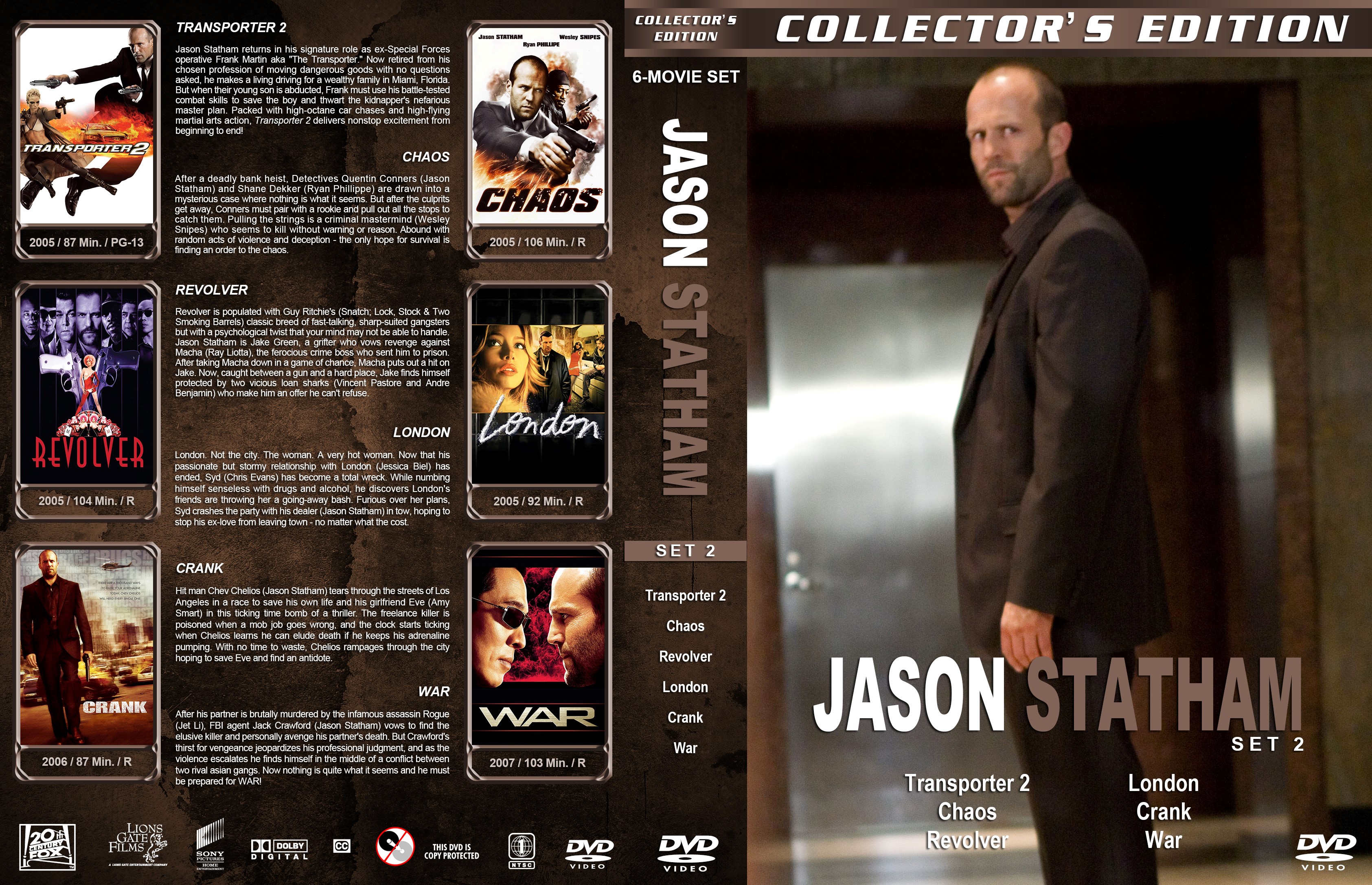 Jason Statham Collection Set 1-5 [Large Spine] DVD Cover 