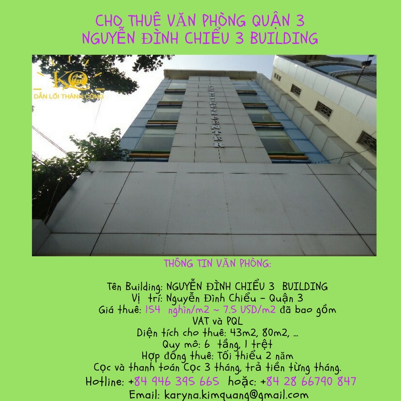 Cho thuê văn phòng quận 3 Nguyễn Đình Chiểu 3 building