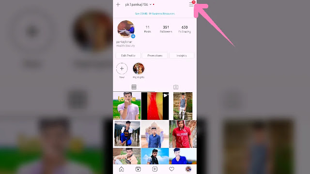 click on the menu in instagram