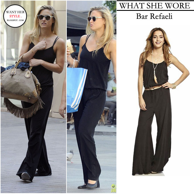 WHAT SHE WORE: Bar Refaeli in black jumpsuit shopping in Madrid on June 25 ~ I want her style - What wore and where to it. Celebrity Style