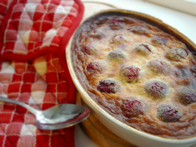 Plum and Spiced Marzipan Clafoutis